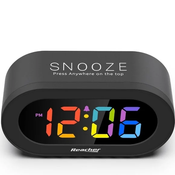 Reacher Black Digital Alarm Clock with Multicolor LED Display - Picture 3 of 11